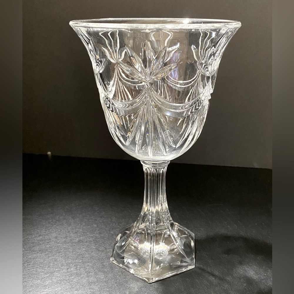 Vintage Goldinger Crystal Cut Glass Pedestal Vase "Shannon" Design 9"